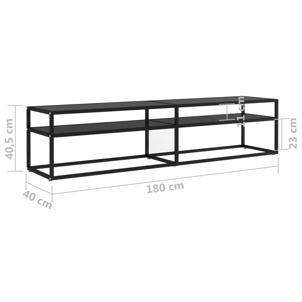 Tv-meubel 160x40x40,5 gehard glas zwart