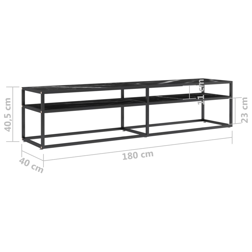 Tv-meubel 200x40x40,5 cm gehard glas witmarmerkleurig