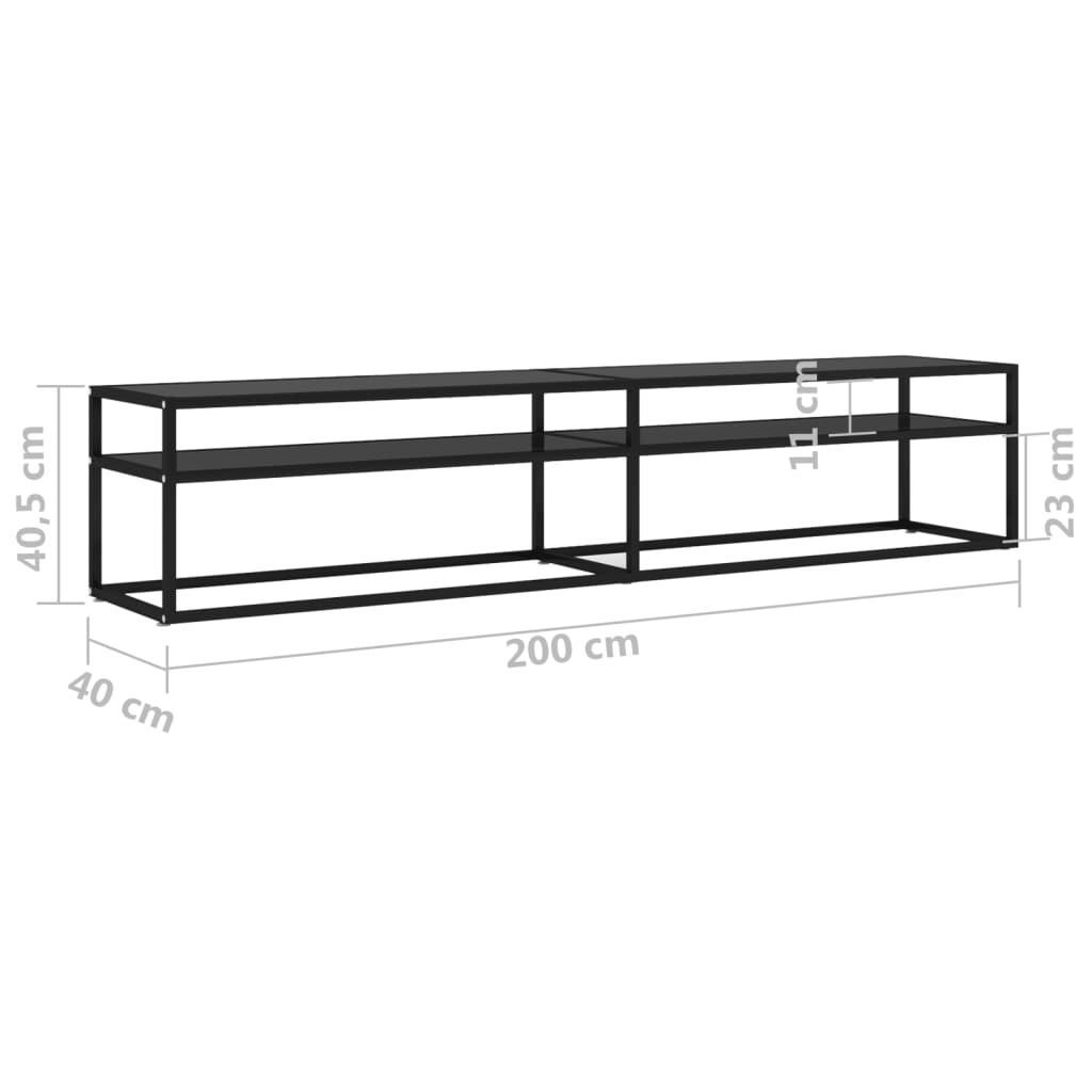 Tv-meubel 160x40x40,5 gehard glas zwart