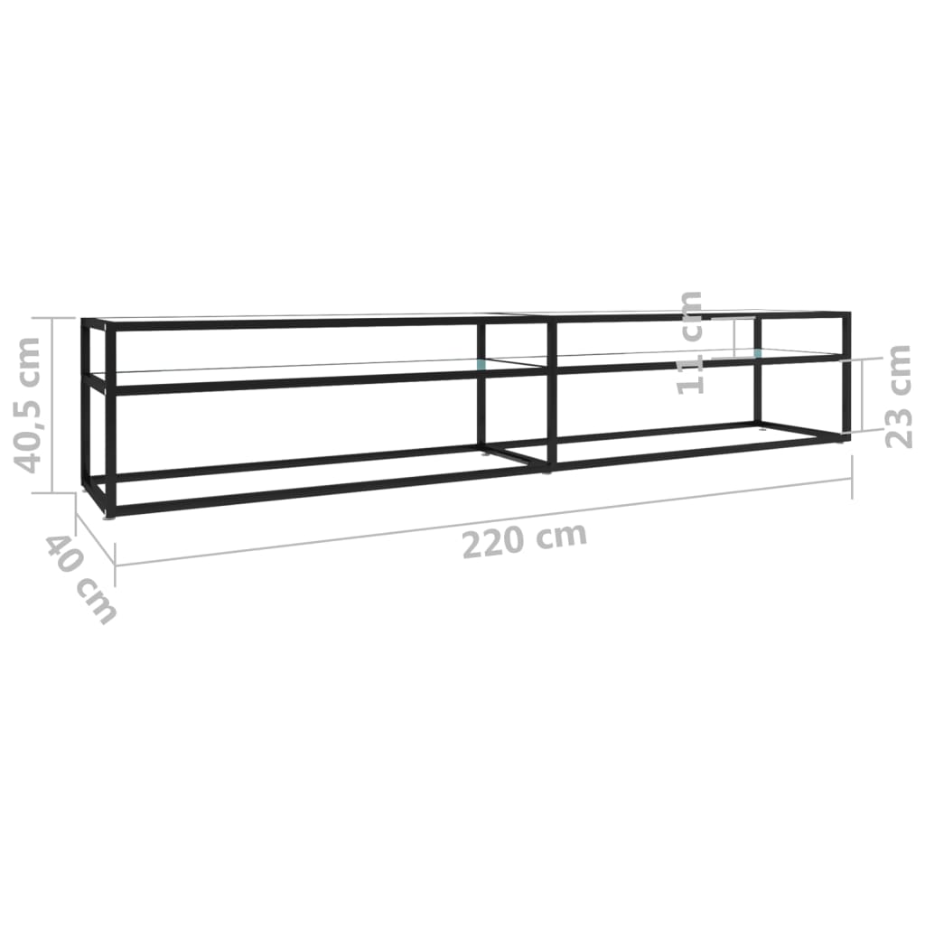 Tv-meubel 200x40x40,5 cm gehard glas witmarmerkleurig