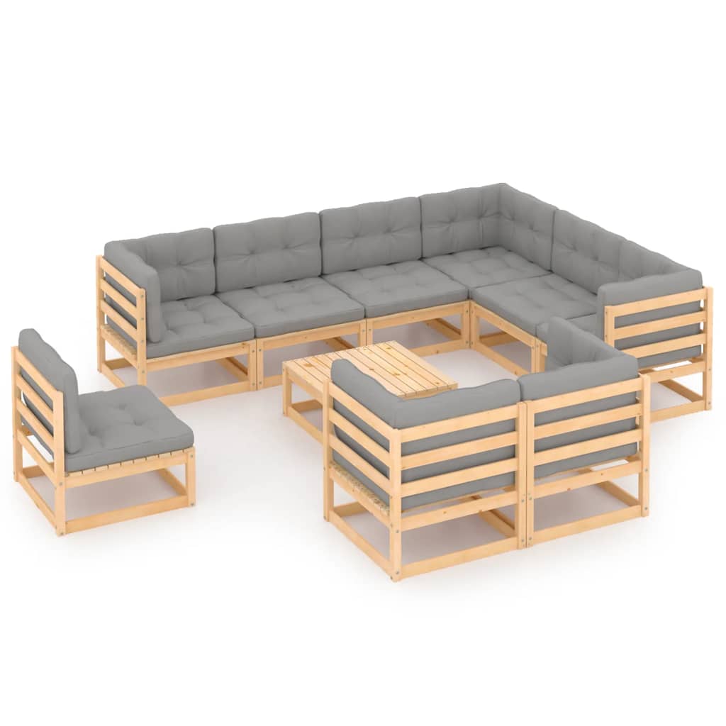 10-piece lounge set with solid pine wood cushions