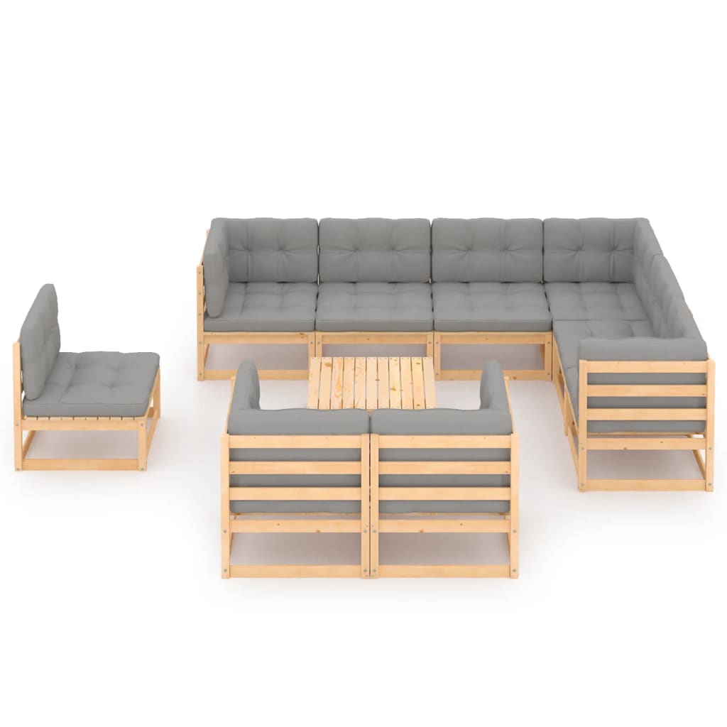 10-piece lounge set with solid pine wood cushions