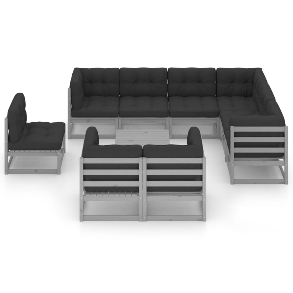 10-piece lounge set with solid pine wood cushions