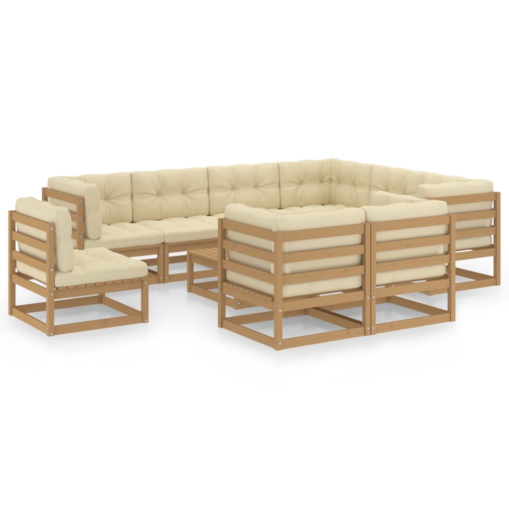 10-piece lounge set with solid pine wood cushions