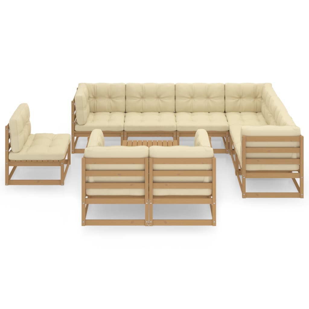 10-piece lounge set with solid pine wood cushions