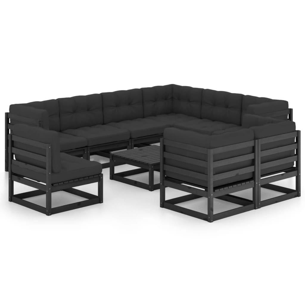 10-piece lounge set with solid pine wood cushions