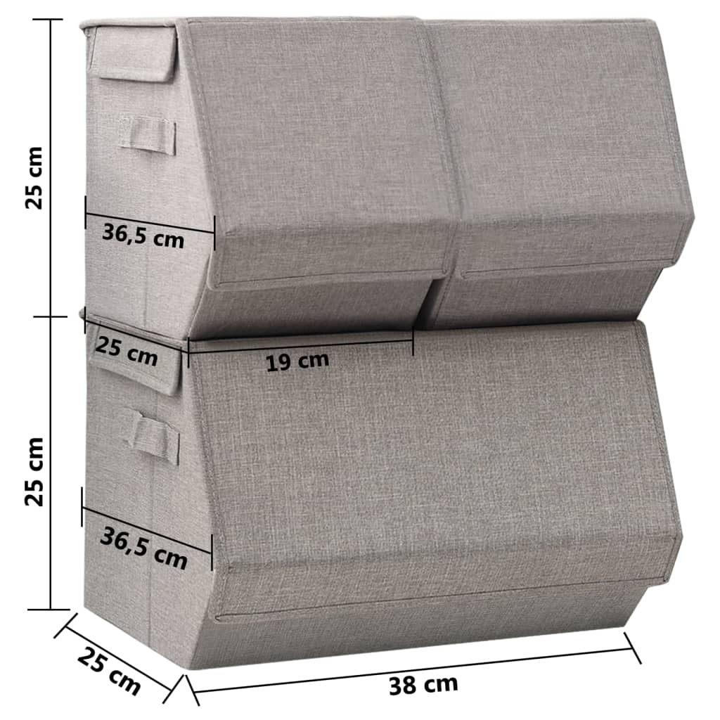 4-delige Opbergboxenset stapelbaar stof
