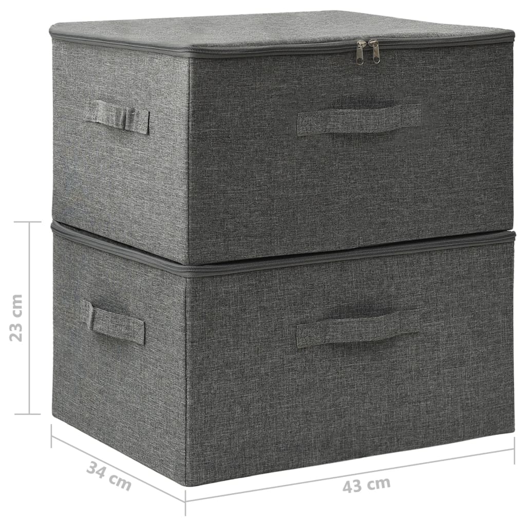 Opbergboxen 2 st 43x34x23 cm stof crèmekleurig