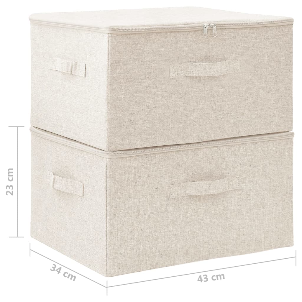 Opbergboxen 2 st 43x34x23 cm stof crèmekleurig