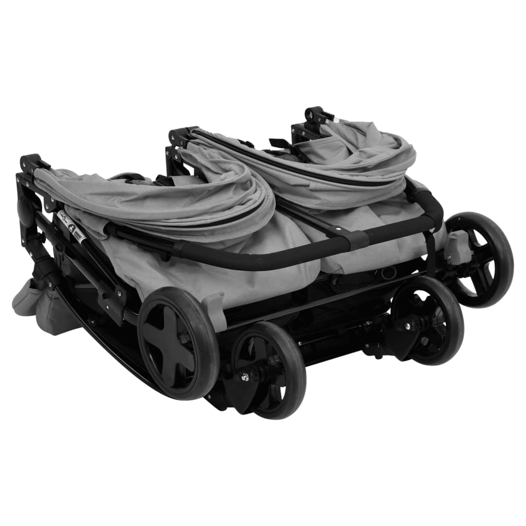 Tweelingbuggy staal donkergrijs en zwart