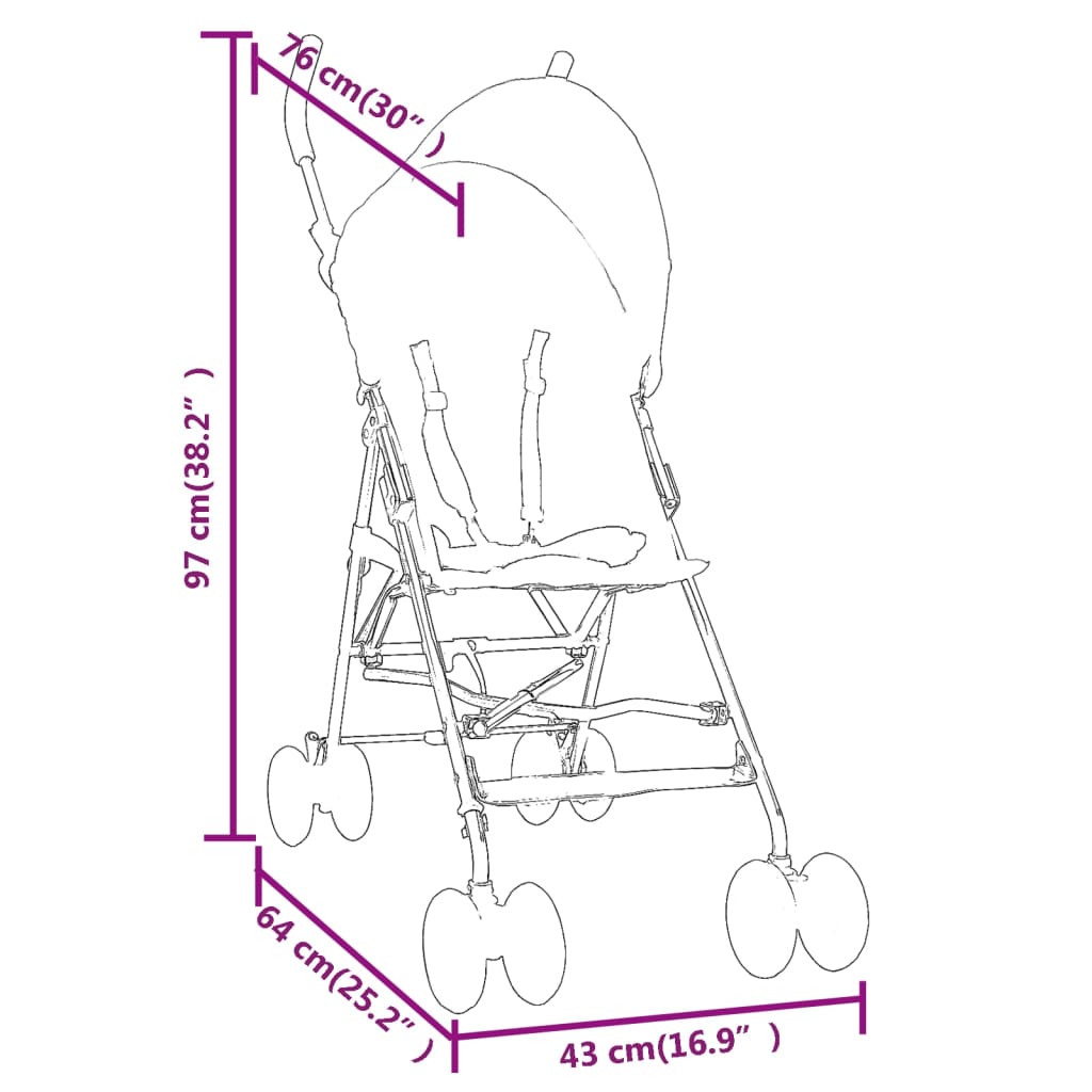 Kinderbuggy staal en zwart