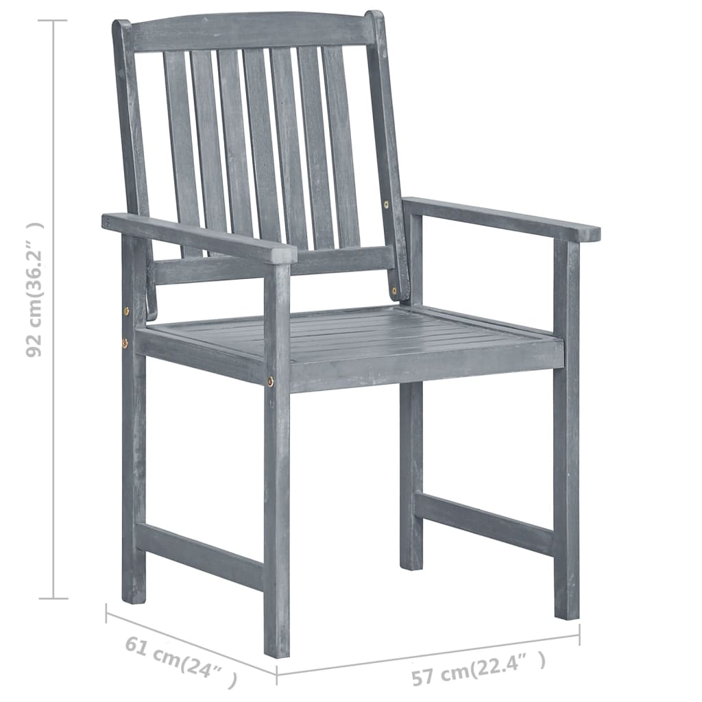 Tuinstoelen 4 st met kussens massief acaciahout grijs