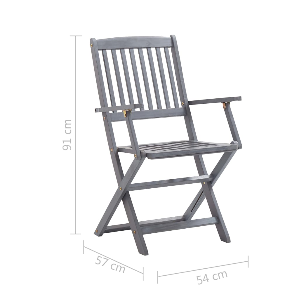 Tuinstoelen 6 st inklapbaar met kussens massief acaciahout