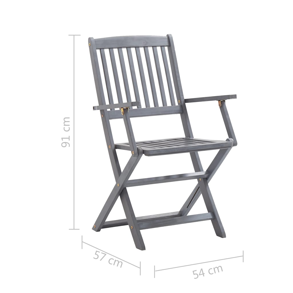 Tuinstoelen 2 st inklapbaar met kussens massief acaciahout