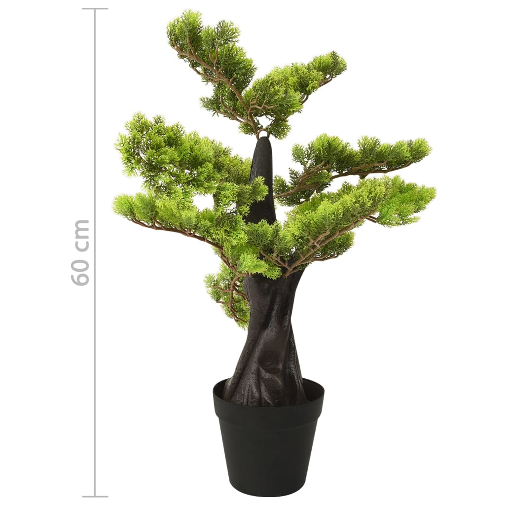 Kunstplant met pot cipres bonsai 60 cm groen