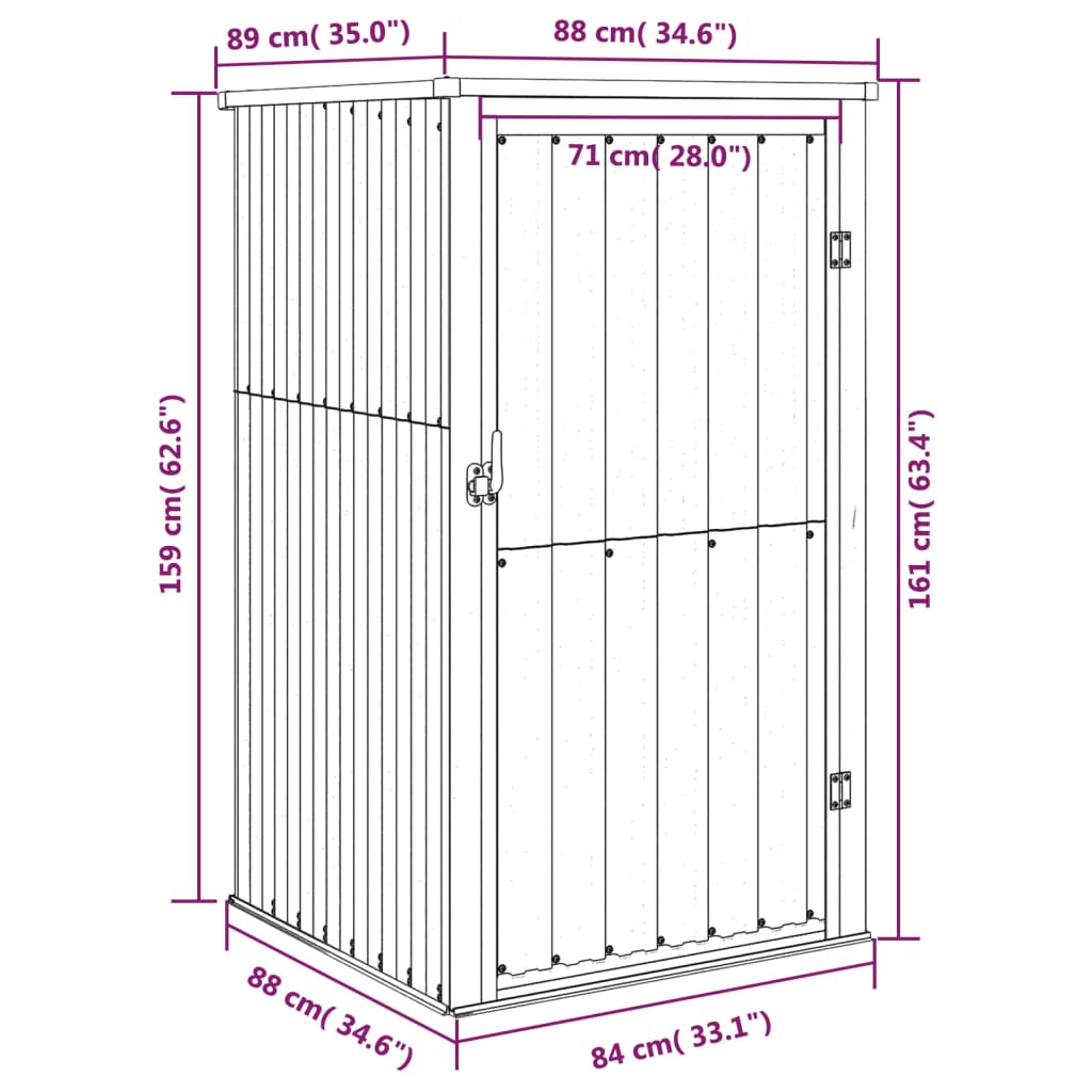 Tuinschuur 88x89x161 cm gegalvaniseerd staal antracietkleurig