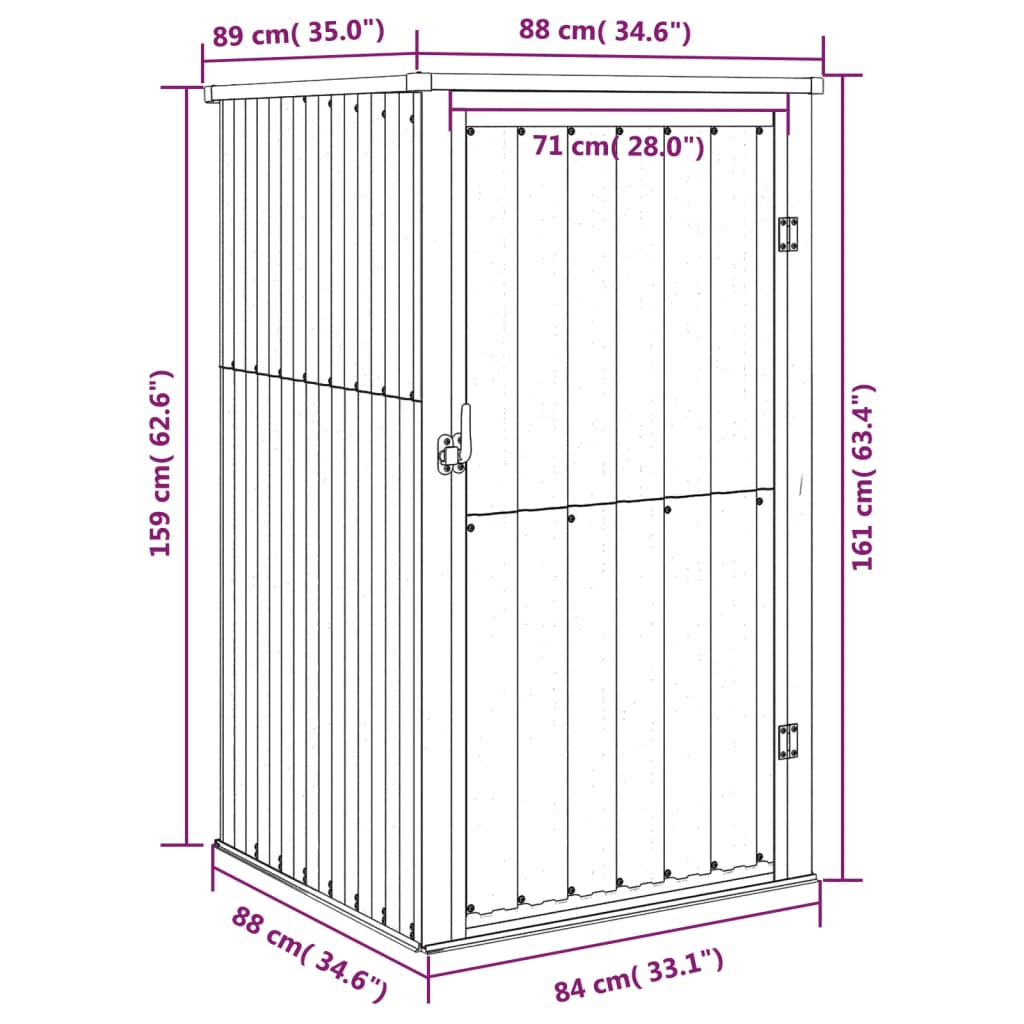 Tuinschuur 88x89x161 cm gegalvaniseerd staal antracietkleurig