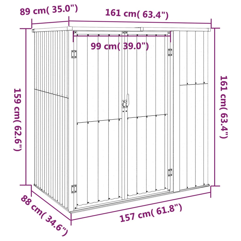 Tuinschuur 88x89x161 cm gegalvaniseerd staal antracietkleurig