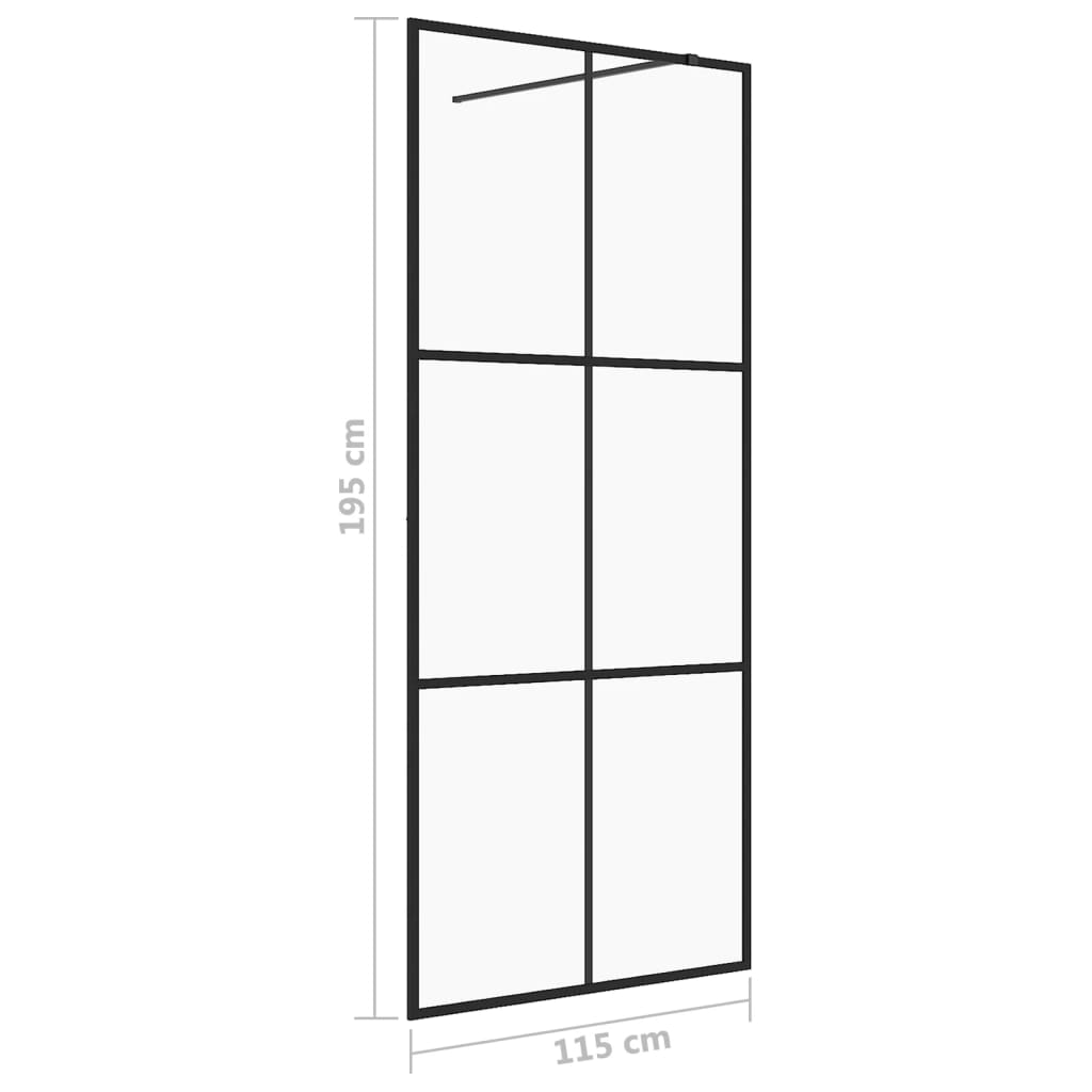 Inloopdouchewand 90x195 cm halfmat ESG-glas zwart