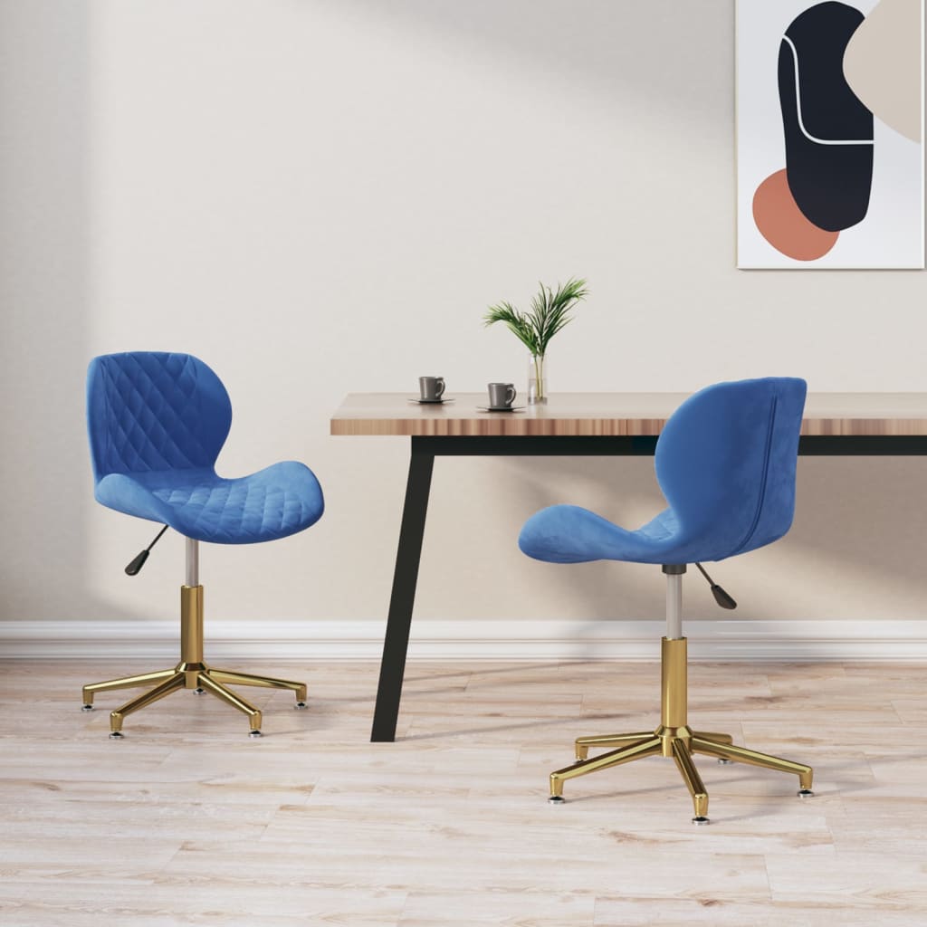 Eetkamerstoelen draaibaar 2 st fluweel blauw