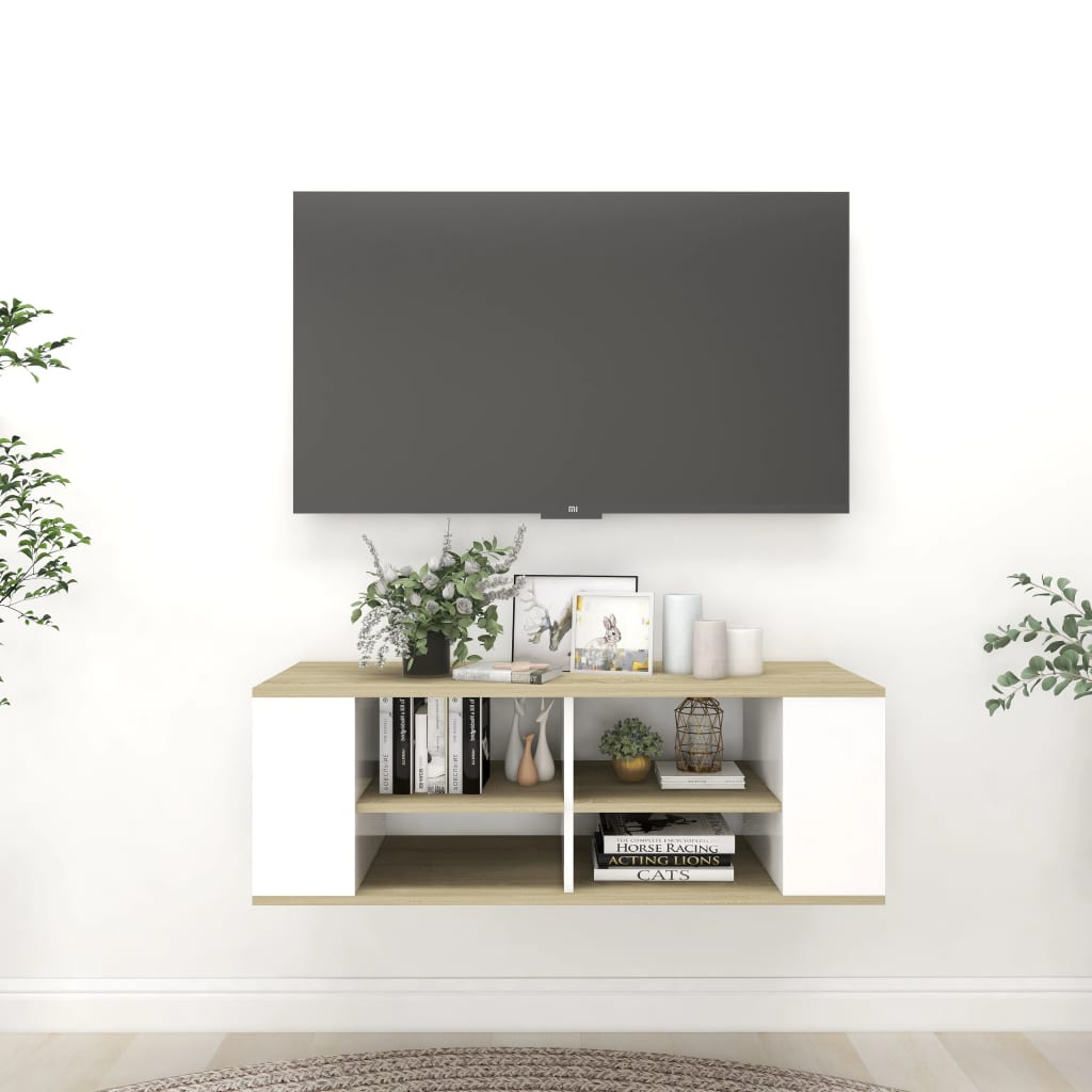 Tv-wandmeubel 102x35x35 cm bewerkt hout