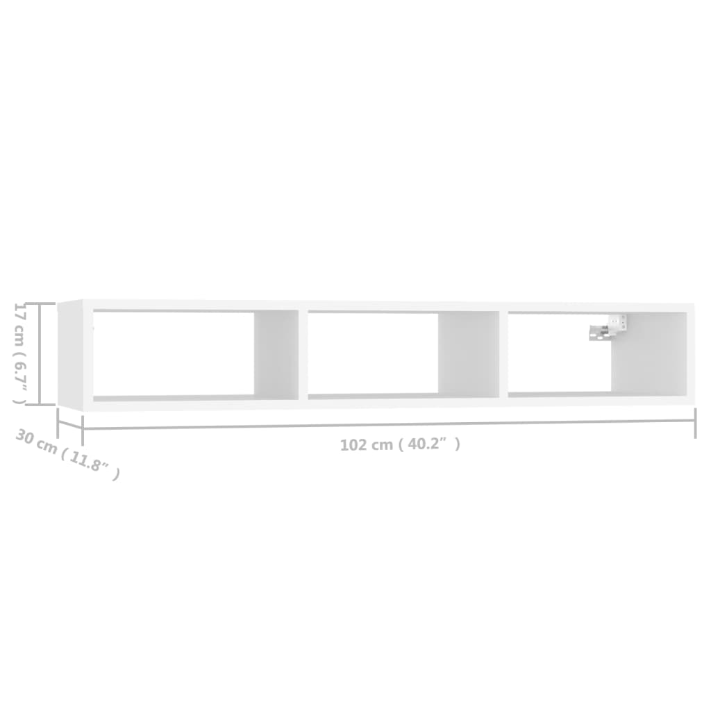 Wandschap 102x30x17 cm spaanplaat wit en sonoma eikenkleurig