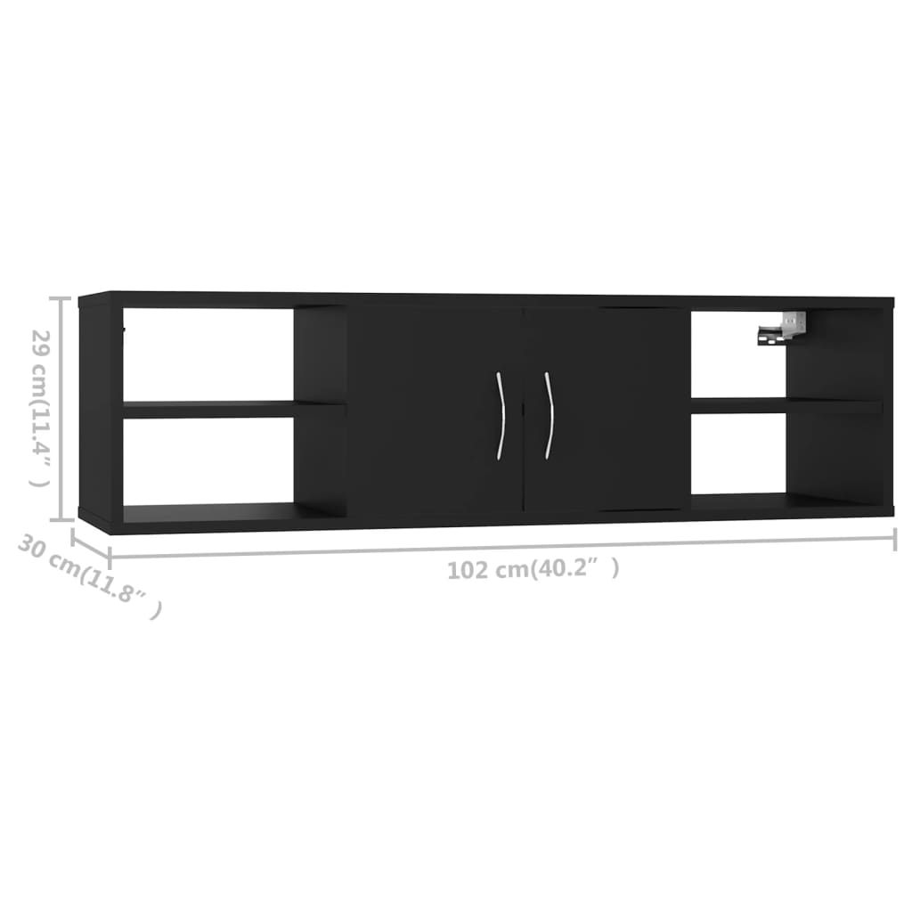 Wandschap 102x30x29 cm bewerkt hout eikenkleurig