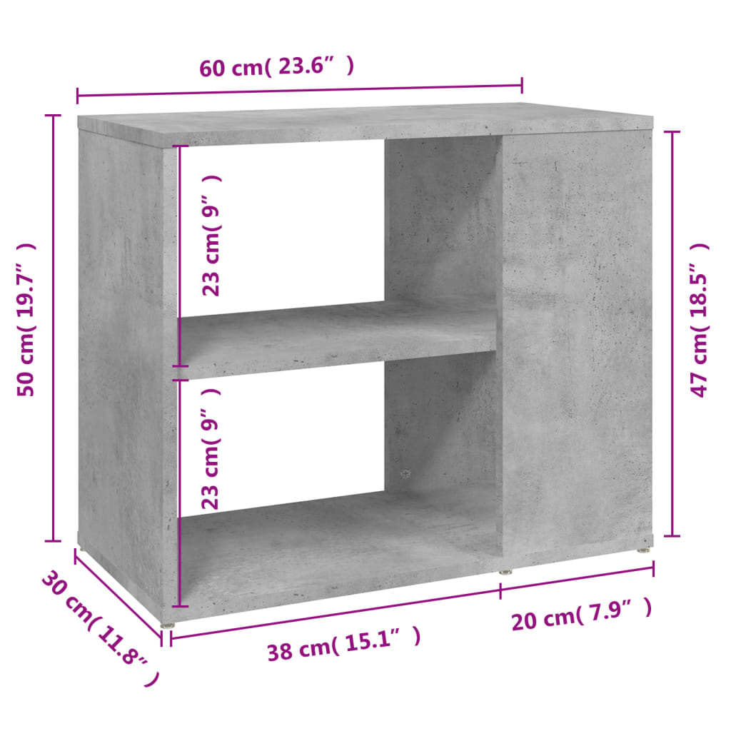 Bijzetkast 60x30x50 cm bewerkt hout eikenkleurig