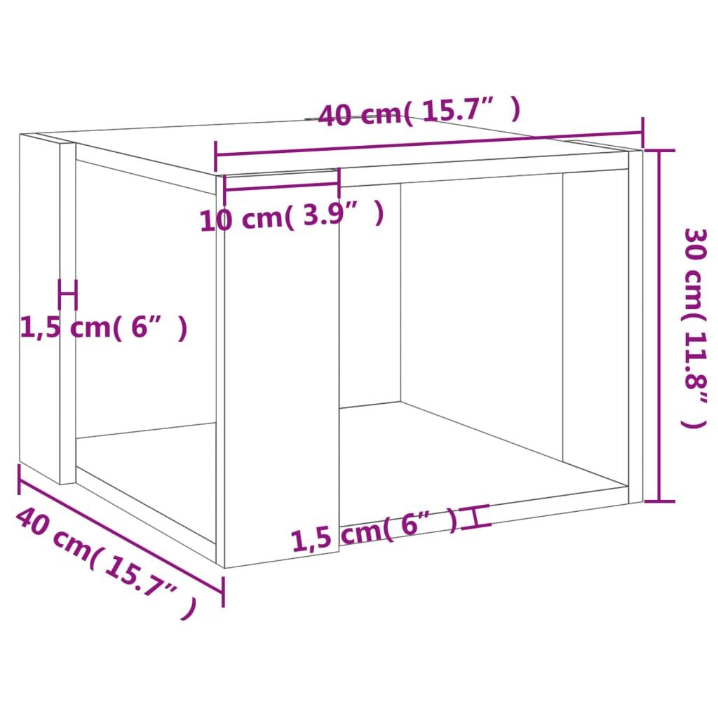 Salontafel 40x40x30 cm bewerkt hout eikenkleurig