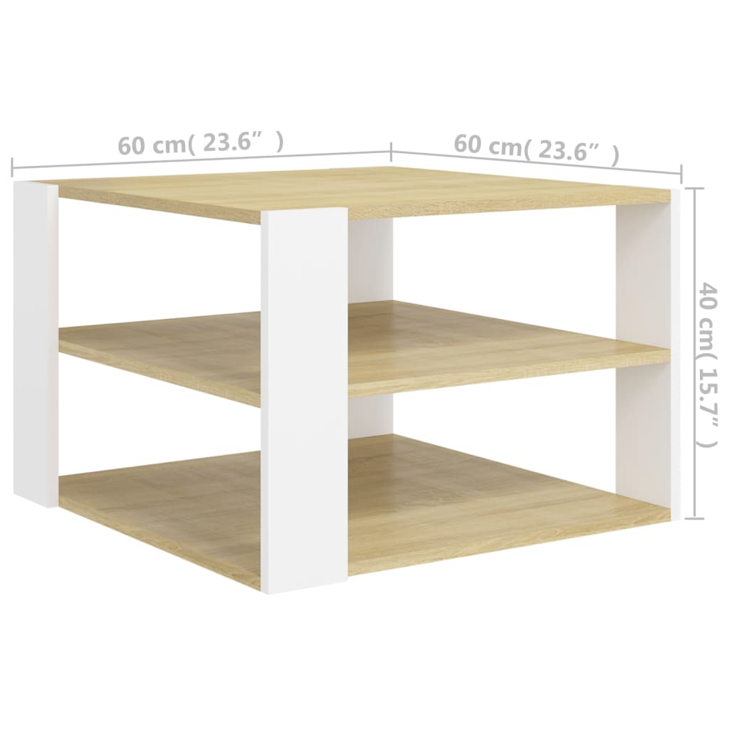 Salontafel 60x60x40 cm bewerkt hout eikenkleurig