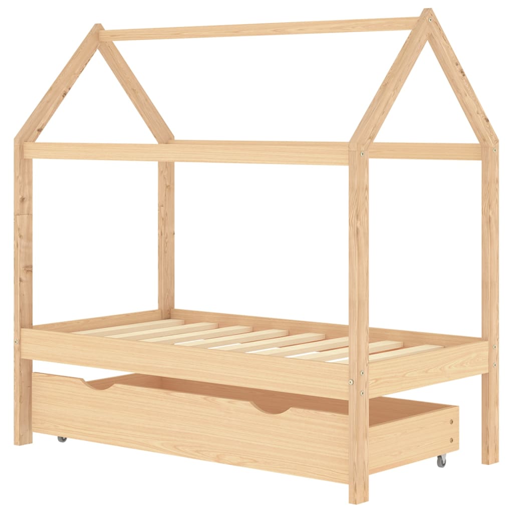 Kinderbedframe met lade grenenhout 80x160 cm