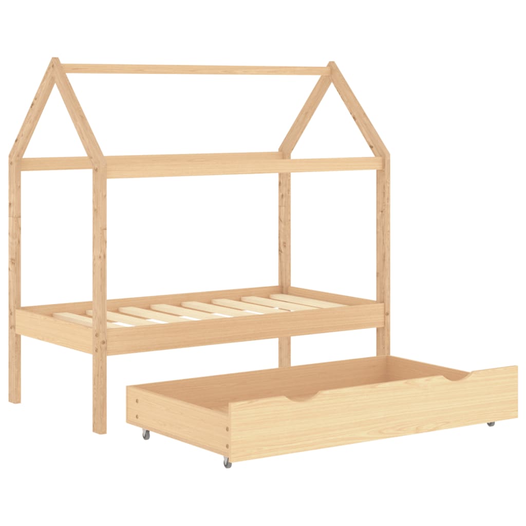 Kinderbedframe met lade grenenhout 80x160 cm