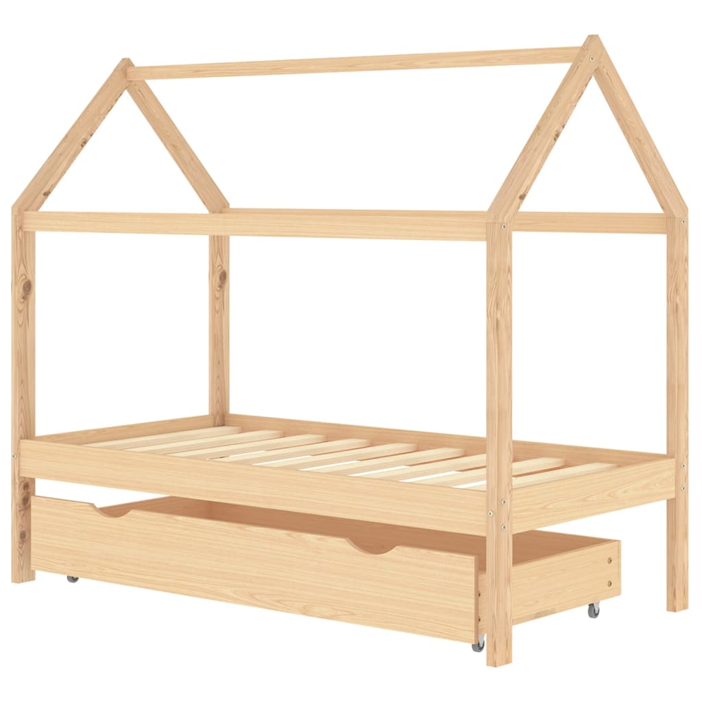 Kinderbedframe met lade grenenhout 80x160 cm