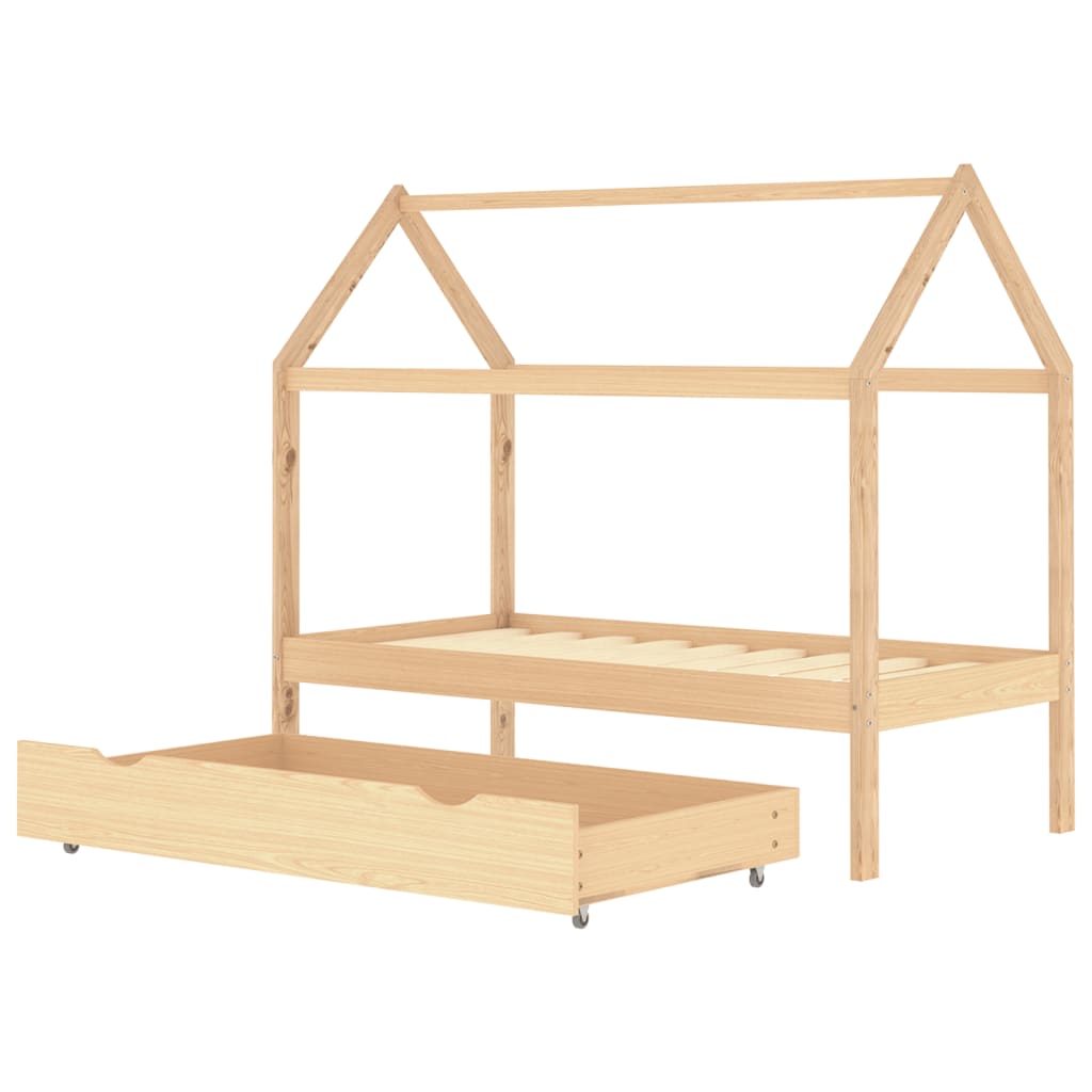 Kinderbedframe met lade grenenhout 80x160 cm