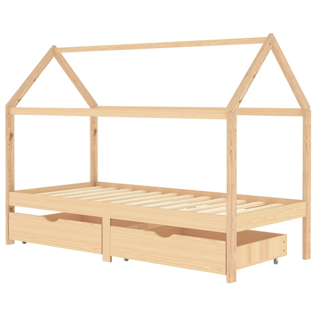 Kinderbedframe met lade grenenhout 80x160 cm