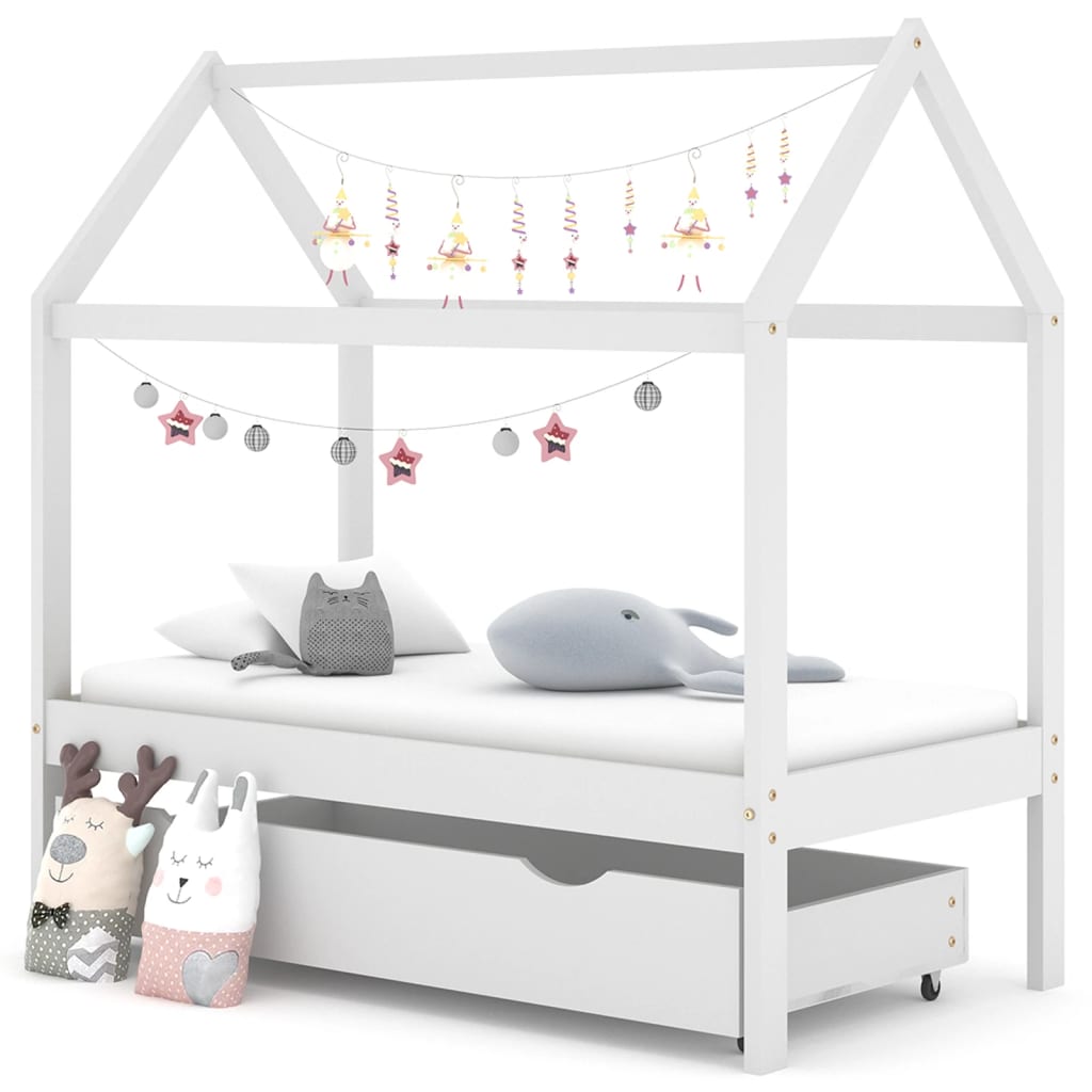 Kinderbedframe met lade grenenhout 80x160 cm