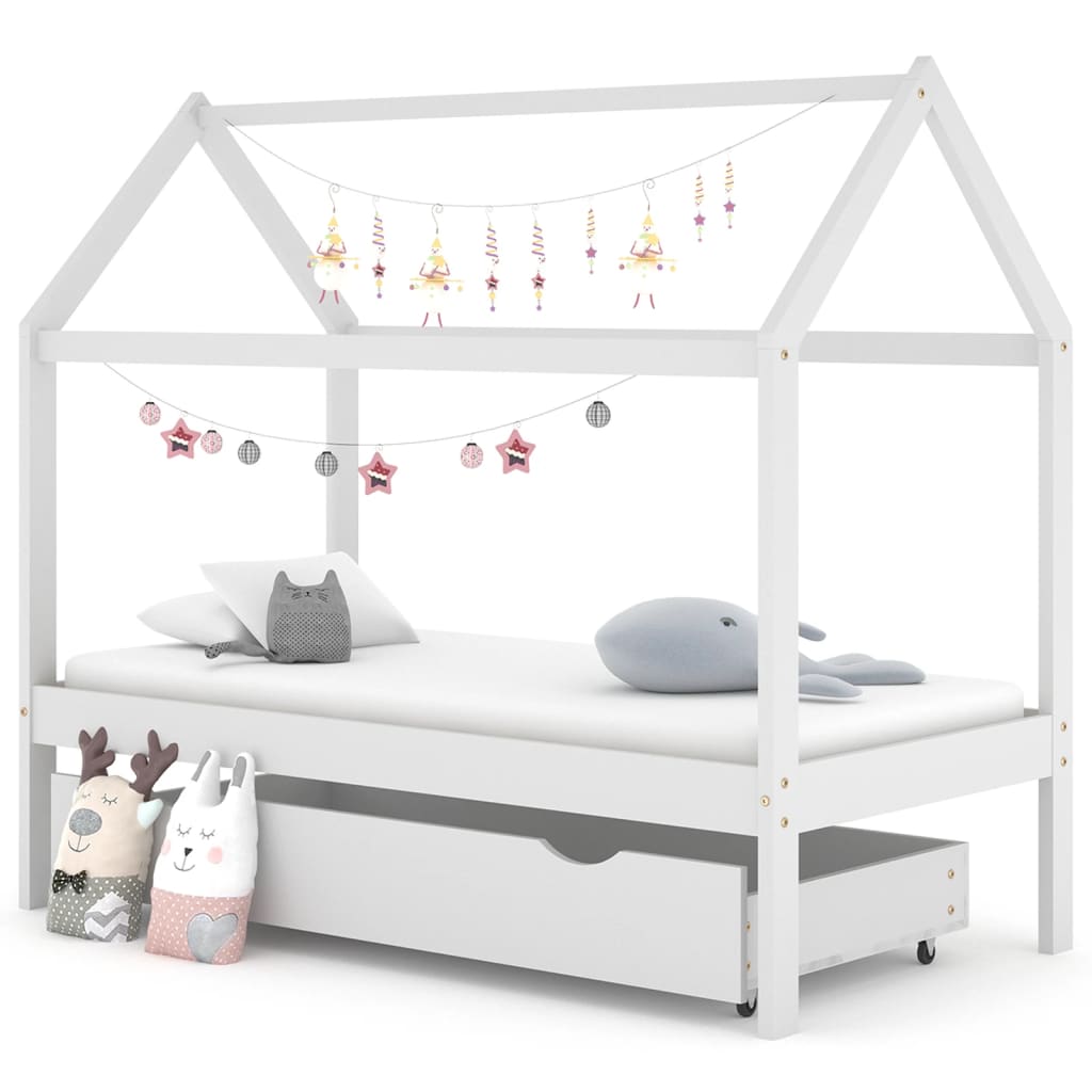 Kinderbedframe met lade grenenhout 80x160 cm