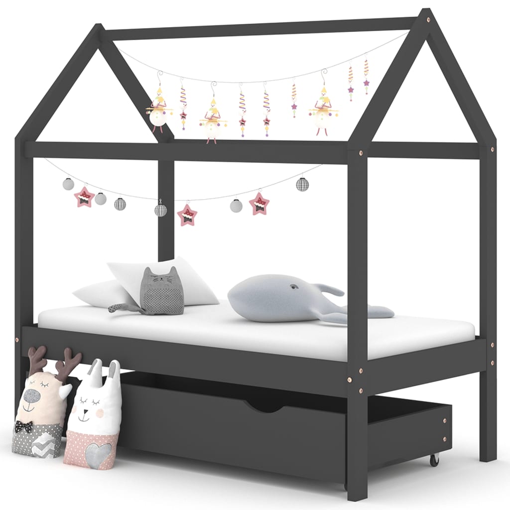 Kinderbedframe met lade grenenhout 80x160 cm