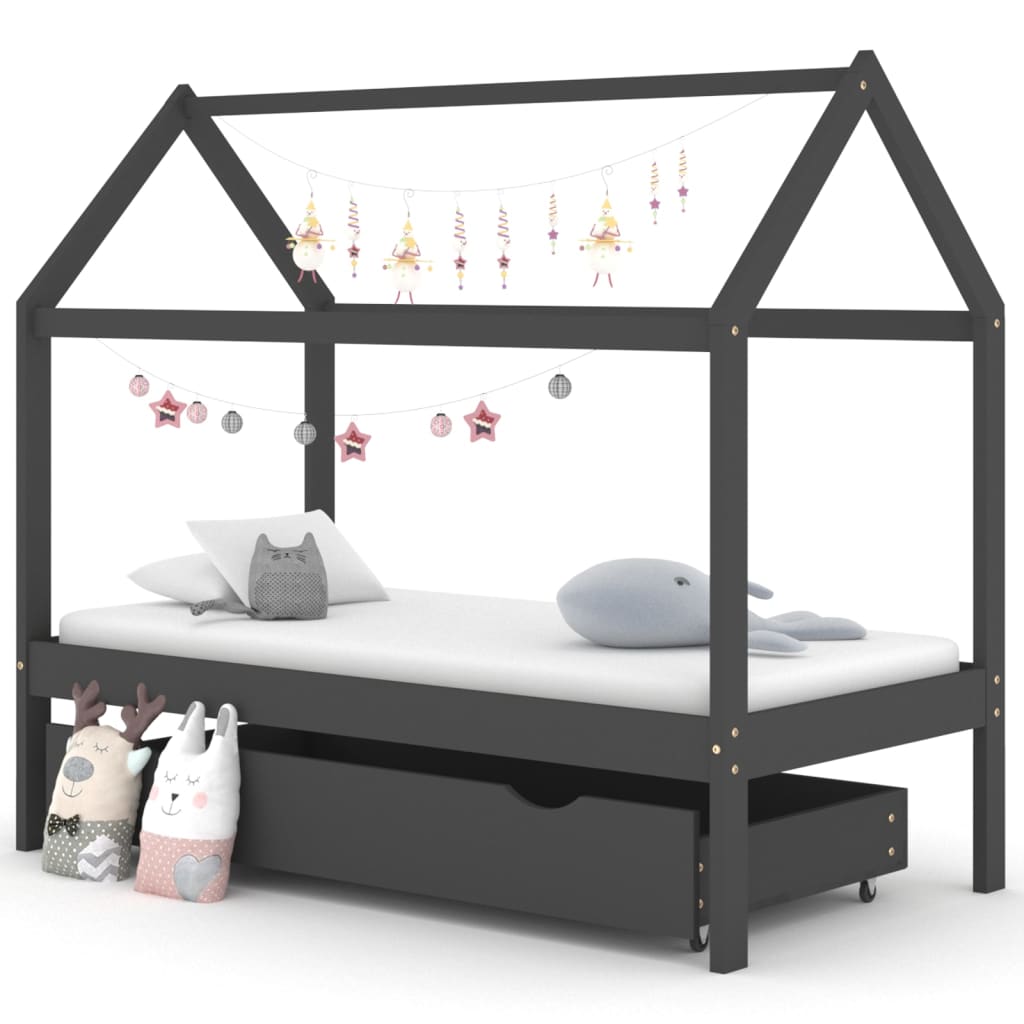 Kinderbedframe met lade grenenhout 80x160 cm