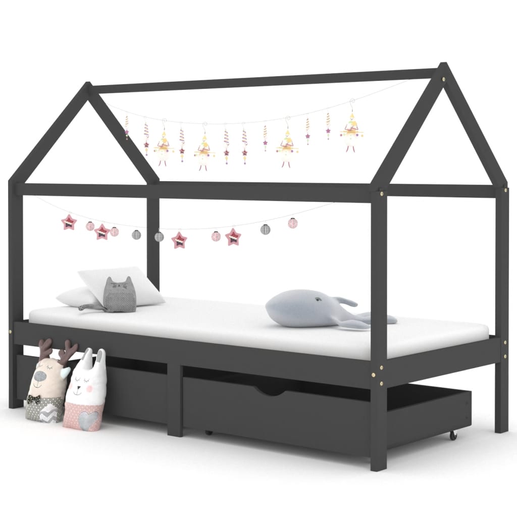 Kinderbedframe met lade grenenhout 80x160 cm