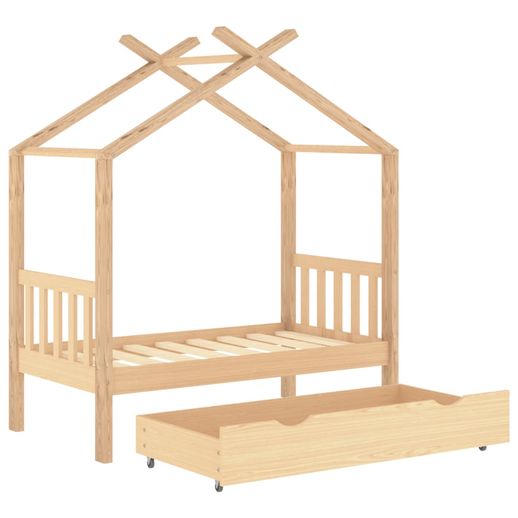 Kinderbedframe met lade grenenhout 70x140 cm