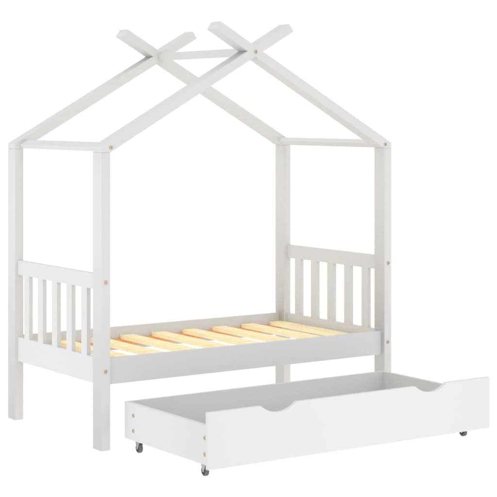 Kinderbedframe met lade grenenhout 70x140 cm