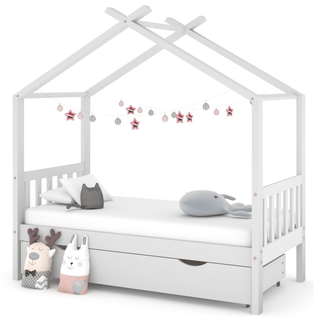 Kinderbedframe met lade grenenhout 70x140 cm