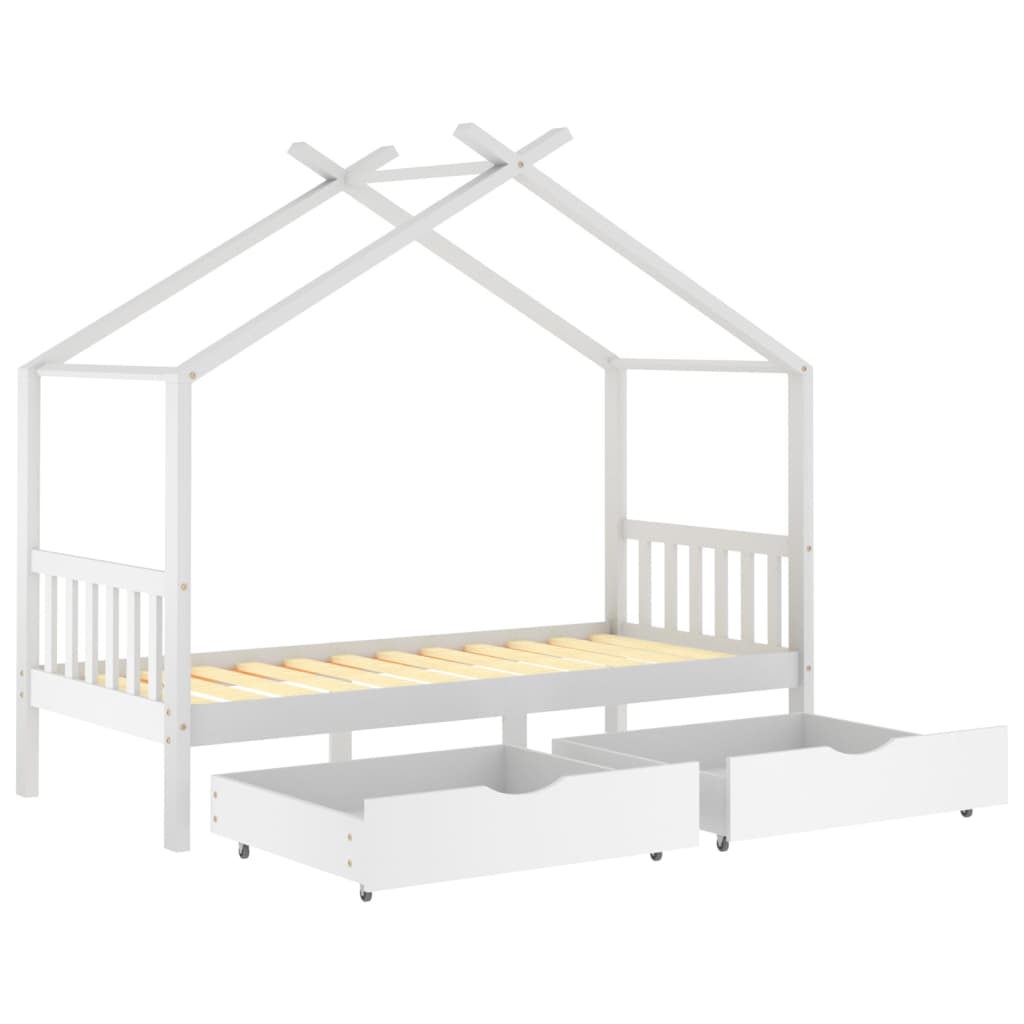 Kinderbedframe met lade grenenhout 70x140 cm