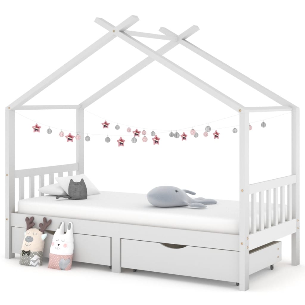 Kinderbedframe met lade grenenhout 70x140 cm