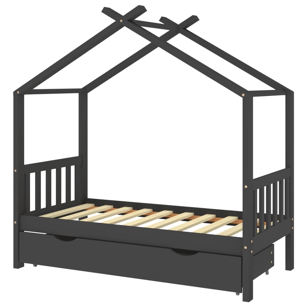 Kinderbedframe met lade grenenhout 70x140 cm