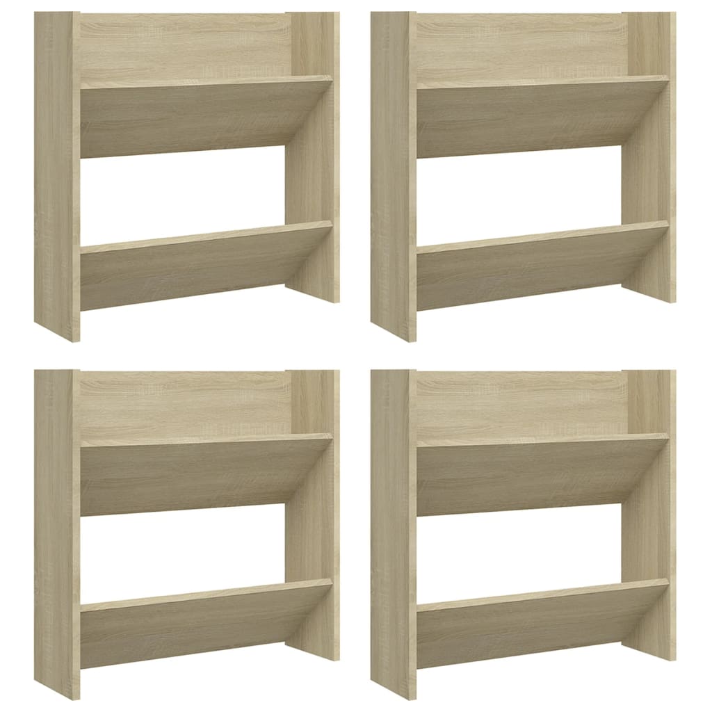 Wandschoenenkast 60x18x60 cm bewerkt hout hoogglans zwart