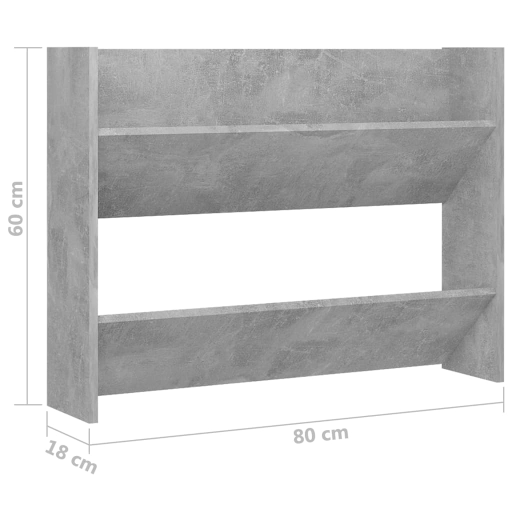 Wandschoenenkast 60x18x60 cm bewerkt hout hoogglans zwart