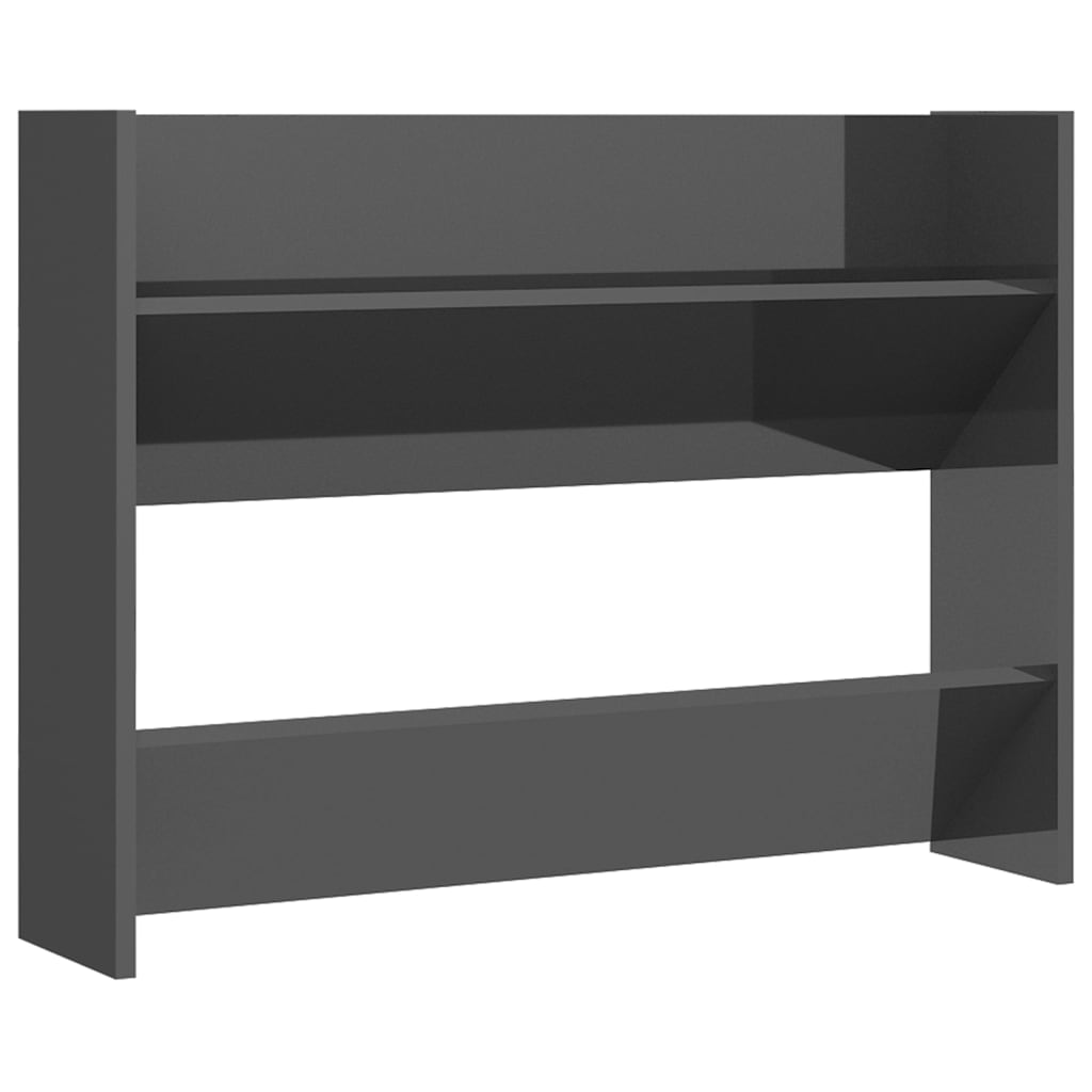 Wandschoenenkast 60x18x60 cm bewerkt hout hoogglans zwart