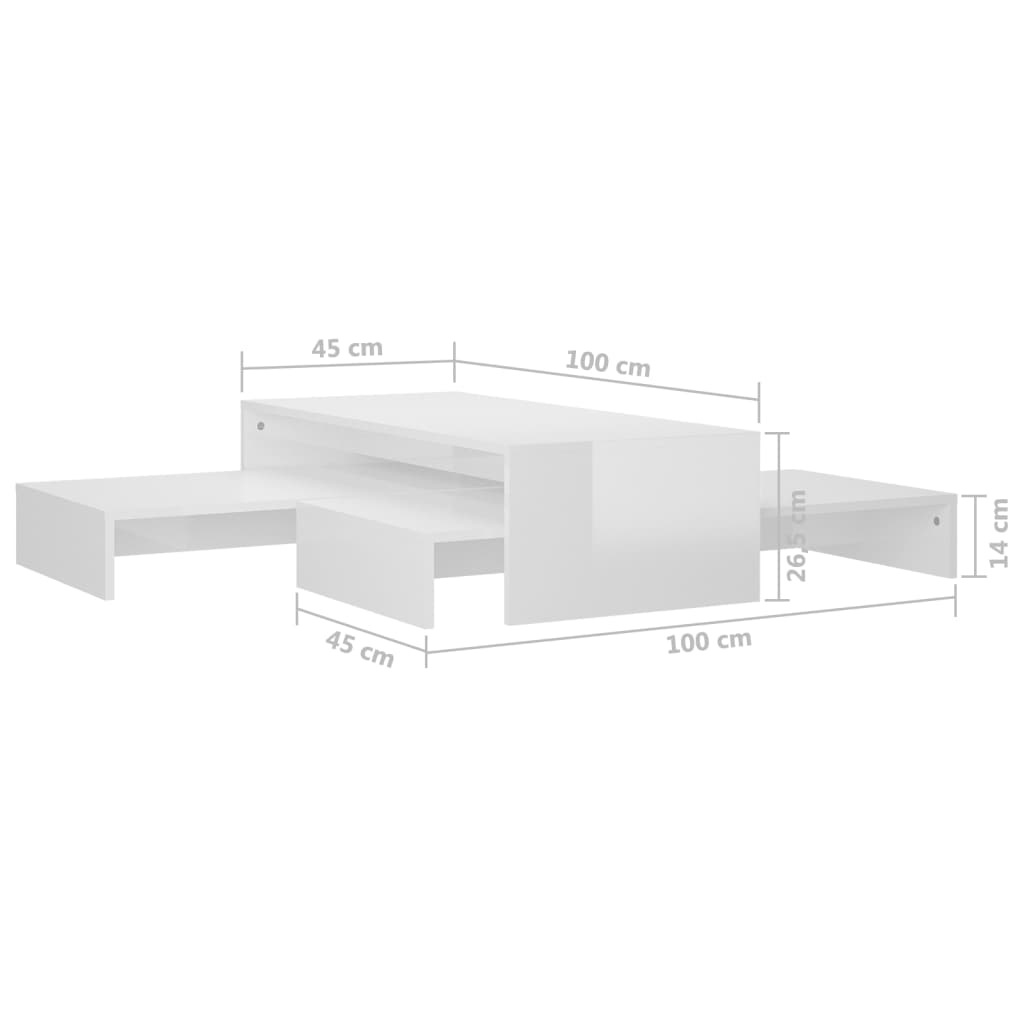 Salontafelset 100x100x26,5 cm bewerkt hout